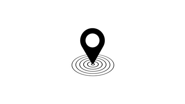 GPS location pointer animated and locator icon animation on black background.