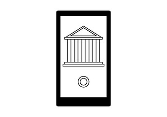 Icono negro de aplicación móvil de museo o banco.