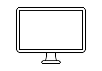 Icono negro de pantalla en fondo blanco.