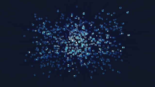 digital data clouds unite and separate, seamless looping