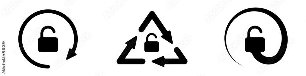 Poster set of icons with locks vector. screen rotation lock icon. protection vector icon. collection of web