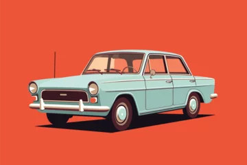 Poster Vector of a soviet russian vintage car. Retro car poster © baobabay