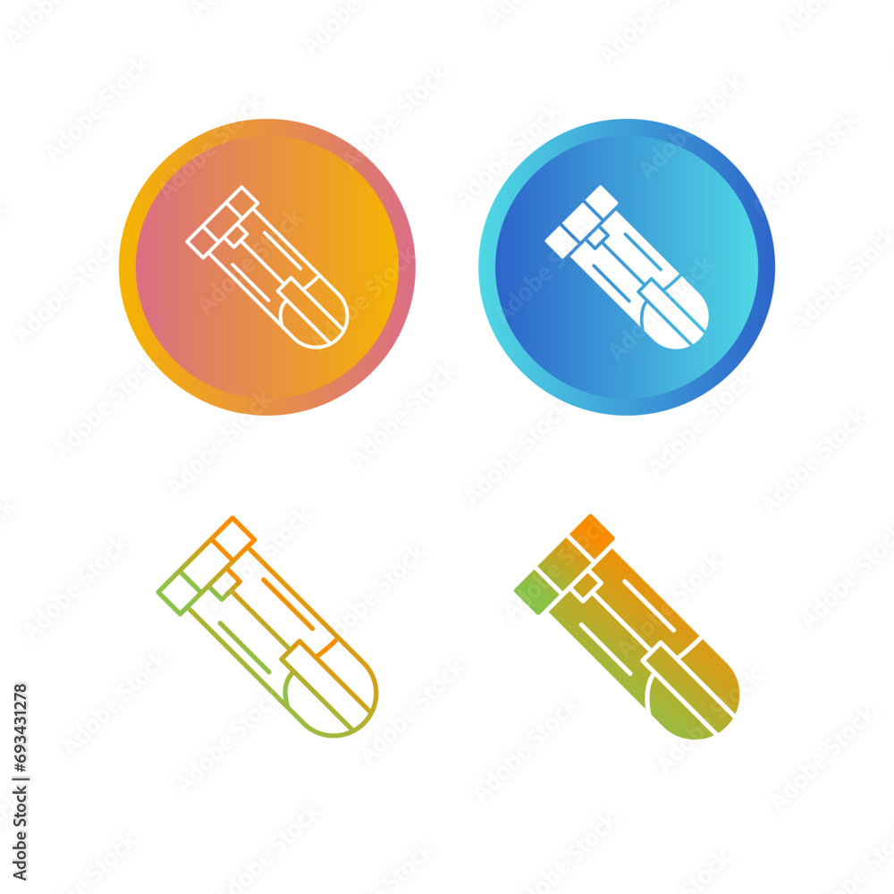 Sticker test tube vector icon