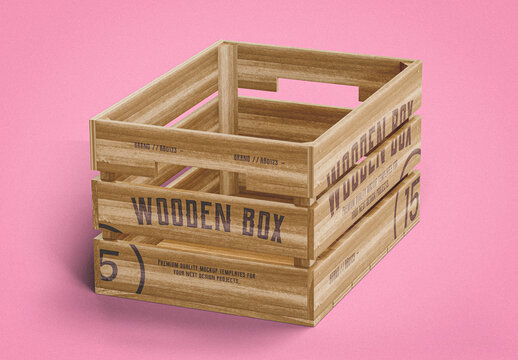 Perspective Wooden Box Mockup