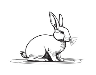 Hand drawn rabbit cute coloring book illustration