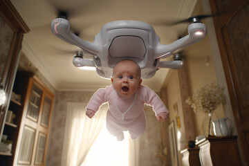 A baby being delivered home by a drone © Dennis