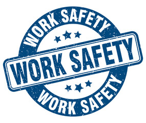 work safety stamp. work safety label. round grunge sign