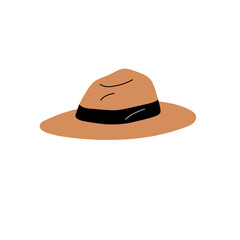 Fedora, trilby, homburg hat. Retro headwear with soft brim, indented crown. Clothes created from felt. Stylish male head accessory of 50s, 60s. Flat isolated vector illustration on white background