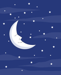 Obraz na płótnie Canvas Moon and twinkling stars vector illustration