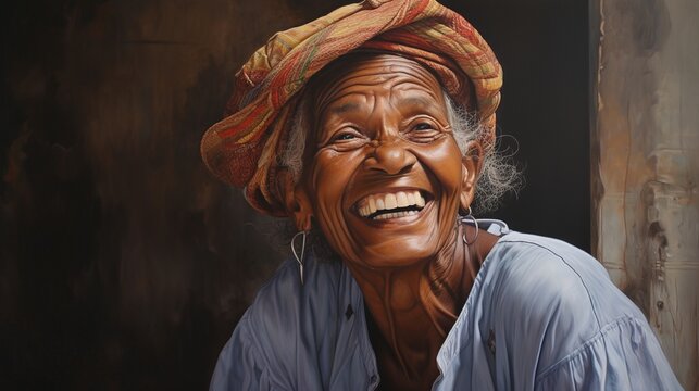 a happy old cuban woman smiling