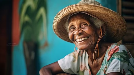 Foto op Aluminium a happy old cuban woman smiling © Samuel