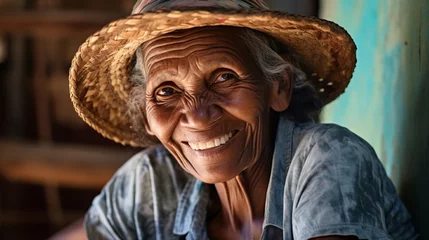 Kissenbezug a happy old cuban woman smiling © Samuel