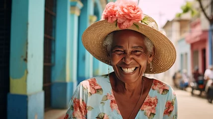 Fototapeten a happy old cuban woman smiling © Samuel