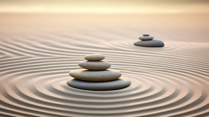 Fototapeta na wymiar Zen stones in the sand