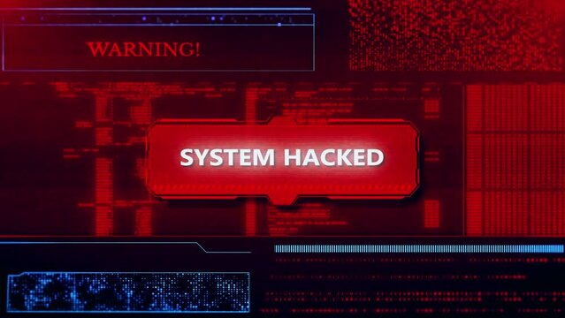 System hacked alert Cybersecurity vulnerability cyber attack on computer network., data breach, illegal connection, Malicious software, virus cyber crime identity theft internet online protection.