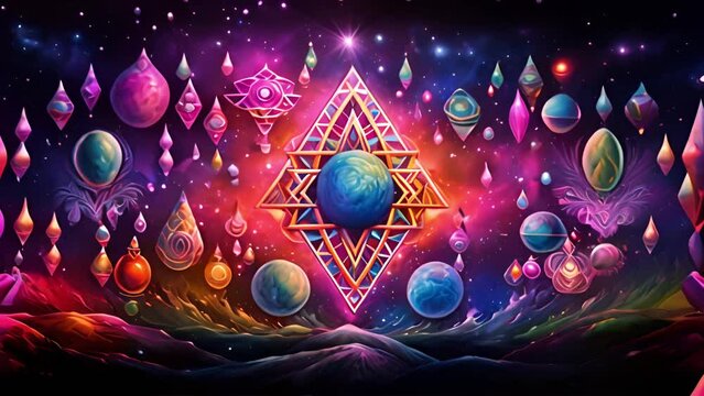 3D kaleidoscope mandala abstract background of trippy art psychedelic trance to open third eye with visuals energy chakra futuristic audiovisual vj seamless loop psychedelic moving energy background
