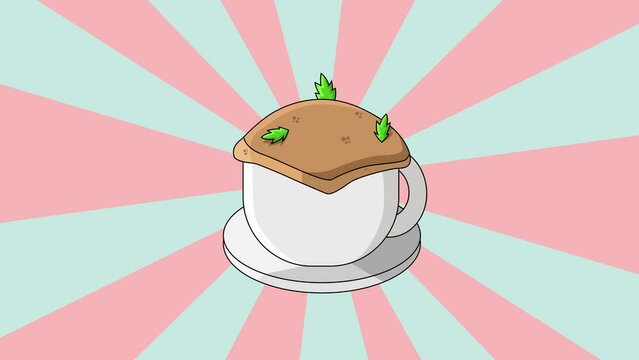 Animation of the Zuppa soup icon, a typical Italian food with a rotating background