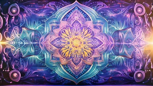 3D kaleidoscope mandala abstract background of trippy art psychedelic trance to open third eye with visuals energy chakra futuristic audiovisual vj seamless loop psychedelic moving energy background