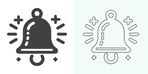 Christmas Bell Icon. Christmas Bell Icon. Notification bell icon for incoming inbox messages. Vector ringing bell and notification number sign for alarm clock and smartphone application alert