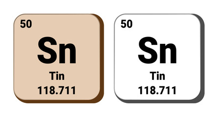 Sn, Tin element vector icon, periodic table element. Vector illustration EPS 10 File. Isolated on white background.