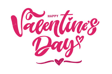 Obraz premium Hand drawn Valentines Day lettering typography text, badge,icon. Celebration poster, card, postcard, invitation, banner. Romantic quote vector lettering typography. Holiday calligraphy with hearts.