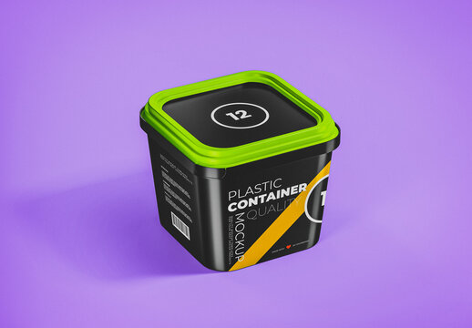 Black Plastic Food Container Mockup