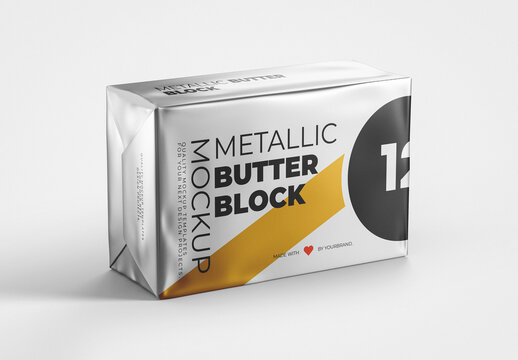 Metallic Foil Butter Packaging Mockup