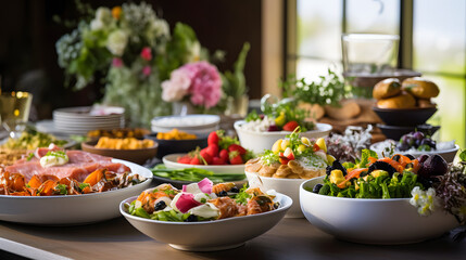 Obraz premium Family Feast: Easter Brunch | Generative AI 