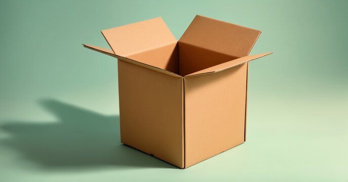 Model cardboard box, cardboard box on pastel color background copy space background