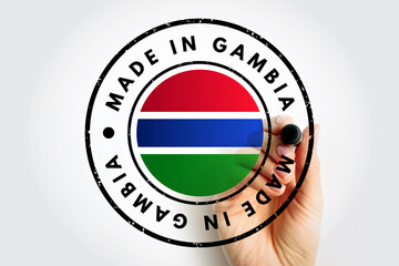 Made in Gambia text emblem stamp, concept background