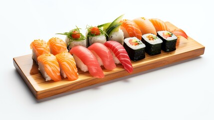 Japanese sushi set - japanese food style on white background.