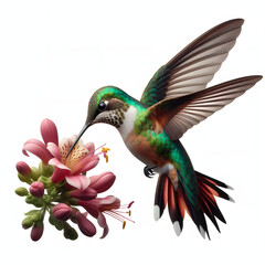 Obraz premium Hummingbird flying and feeding on a flower. Small colorful bird in flight. 蜂鸟, Colibrí, الطائر الطنان, Kolibri, Beija-flor, Колибри, Colibri, ハチドリ, चिड़ियों 