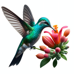 Obraz premium Hummingbird flying and feeding on a flower. Small colorful bird in flight. 蜂鸟, Colibrí, الطائر الطنان, Kolibri, Beija-flor, Колибри, Colibri, ハチドリ, चिड़ियों