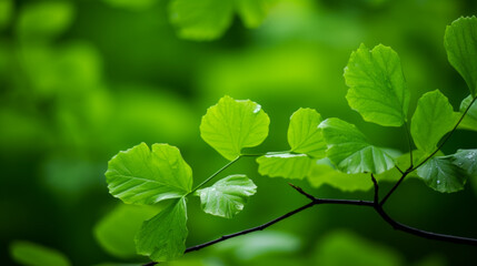 Fototapeta na wymiar nature fresh green leaf branch under rain in rainy season