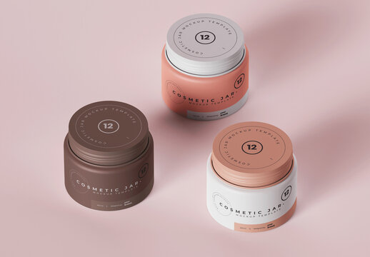Cosmetic Jar Mockup Set of Three