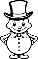 Snowman vector image, coloring page