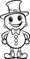 Snowman vector image, coloring page