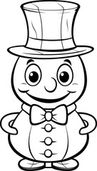 Snowman vector image, coloring page