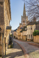 Looking down Barn Hill in Stamford Lincolnshire England - 693442261