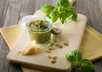hand made fresh Pesto with Basil and Parmesan.