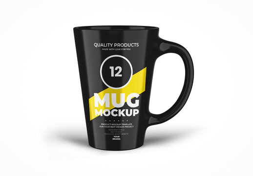 Clasicc Black V-shaped Mug Mockup