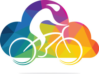 Cloud cycling race vector logo design.