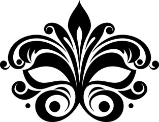 Mardi gras mask silhouette in black color. Vector template design for laser cutting wall art. © StocknPicture