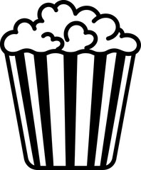 Popcorn cinema silhouette icon in black color. Vector template.