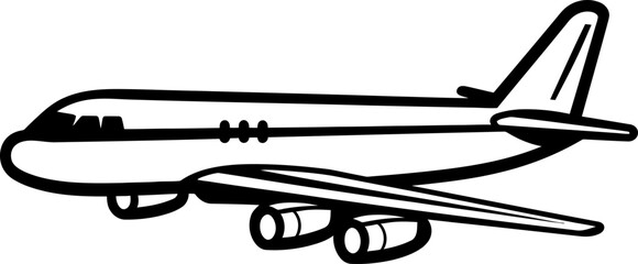 Plane silhouette icon in black color. Vector template design for laser cutting wall art.