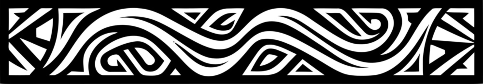Maori stripe tattoo silhouette in black color. Vector template design for laser cutting wall art.