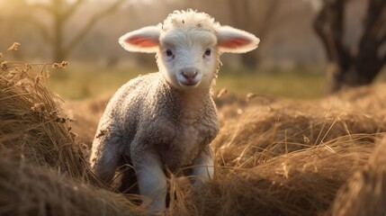 a baby sheep in a farm