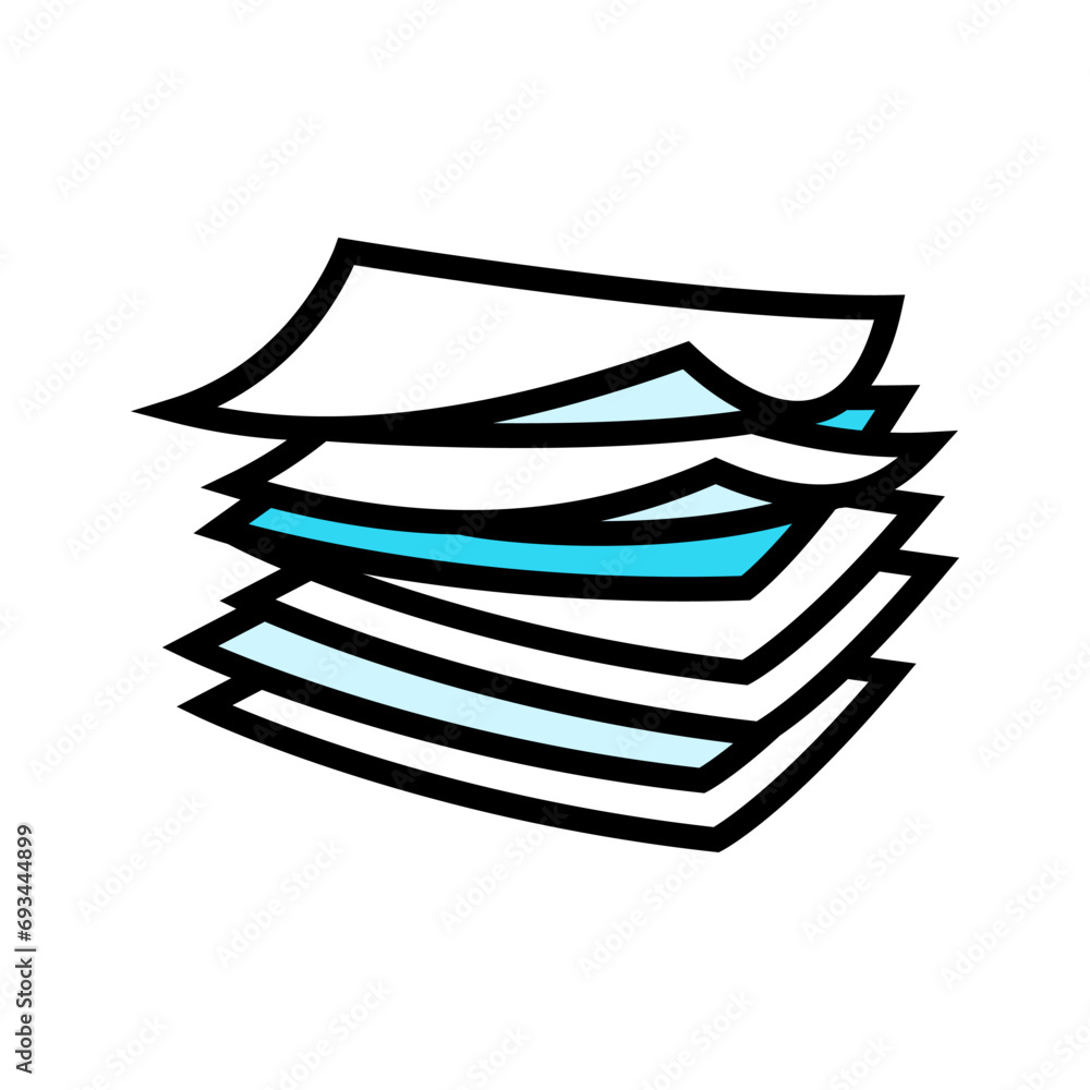 Poster pages stacked list color icon vector. pages stacked list sign. isolated symbol illustration