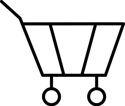 Shopping Cart Vector Icon for Shops and Stores. Suitable for books, stores, shops. Editable stroke in minimalistic outline style. Symbol for design