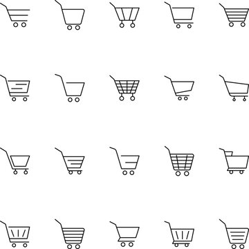 Shopping Cart Vector Icons Collection. Suitable for books, stores, shops. Editable stroke in minimalistic outline style. Symbol for design